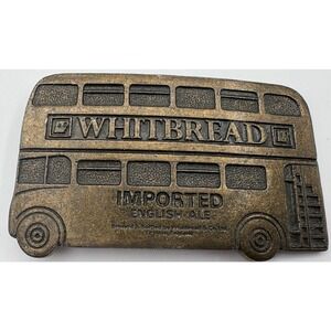 Vintage Whitbread English Ale Double-Decker Bus Belt Buckle Rare Collectible
